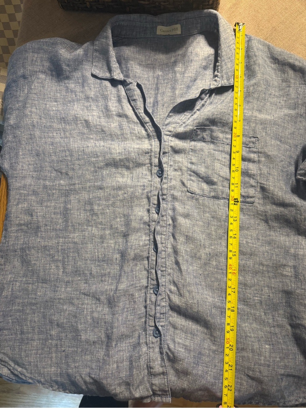 Garnet Hill Relaxed Blue Linen Button-Down Shirt - Picture 6 of 6